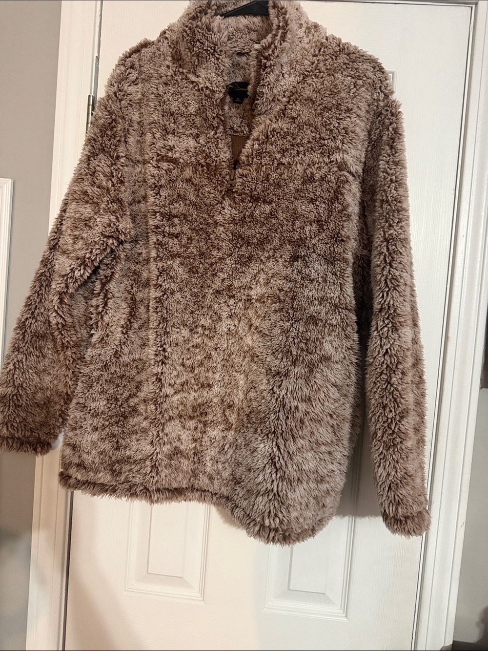 Zenana Outfitters Plush Teddy Jacket - Brown